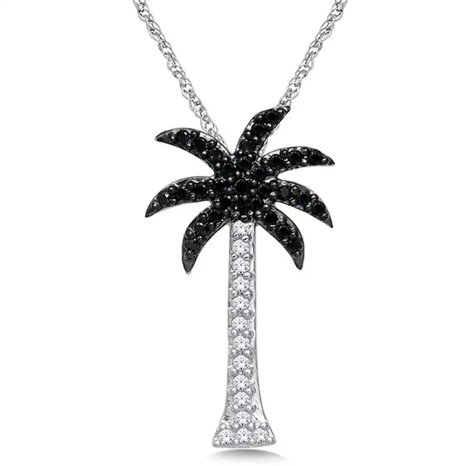14K White Gold 1/4 Ct.Tw. Diamond Palm Tree Pendant - Larson Jewelers