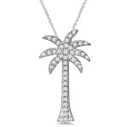 14K White Gold 1/3 Ct.Tw. Diamond Palm Tree Pendant - Larson Jewelers