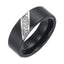 ROLF Flat Black Satin Finished Tungsten Carbide Wedding Band with Diagonal Diamonds Set in Stainless Steel by Triton Rings - 8 mm - Larson Jewelers