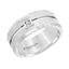 SHERWIN Center Grooved Brushed Finish White Tungsten Carbide Ring with Bevels and Round Diamond Set in a Square Bezel by Triton Rings - 9mm - Larson Jewelers