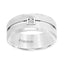 SHERWIN Center Grooved Brushed Finish White Tungsten Carbide Ring with Bevels and Round Diamond Set in a Square Bezel by Triton Rings - 9mm - Larson Jewelers
