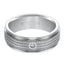 FALCON White Tungsten Carbide Comfort Fit Wedding Band with White Diamond Setting and Multi Coin Edged Center by Triton Rings - 7.5 mm - Larson Jewelers