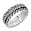 AVIDOR Sterling Silver Cast Wedding Band with Woven Pattern and Raised Center Circle of Diamonds - 7 mm - Larson Jewelers