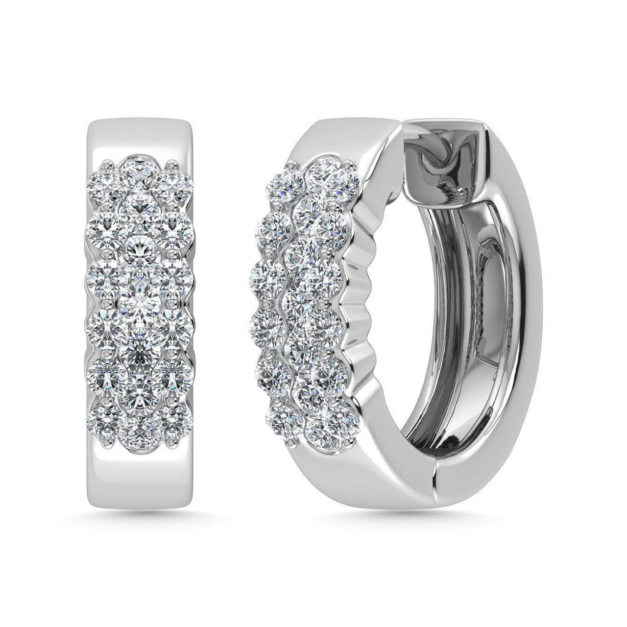 Diamond 1/2 Ct.Tw. Hoop Earrings in 14K Yellow Gold - Larson Jewelers