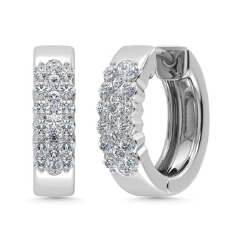 Diamond 1/2 Ct.Tw. Hoop Earrings in 14K White Gold - Larson Jewelers