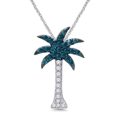 14K White Gold 1/5 Ct.Tw. Diamond Palm Tree Pendant - Larson Jewelers