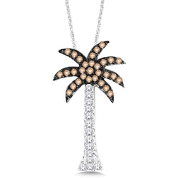 14K White Gold 1/10 Ct Diamond Palm Tree Pendant - Larson Jewelers