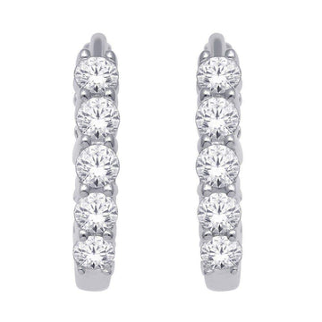 10K White Gold 1/4 Ct.Tw. Diamond Hoop Earrings - Larson Jewelers