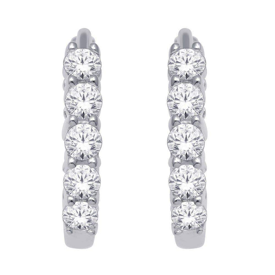 10K White Gold 1/4 Ct.Tw. Diamond Hoop Earrings - Larson Jewelers