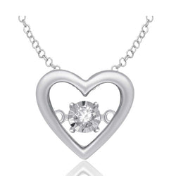 Sterling Silver Moving Diamond Accent Heart Pendant - Larson Jewelers