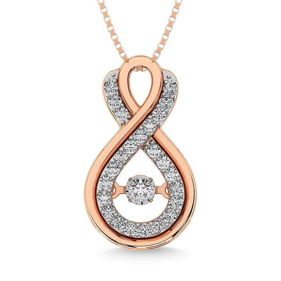Diamond 1/5 Ct.Tw. Infinity Pendant in 10K Rose Gold - Larson Jewelers