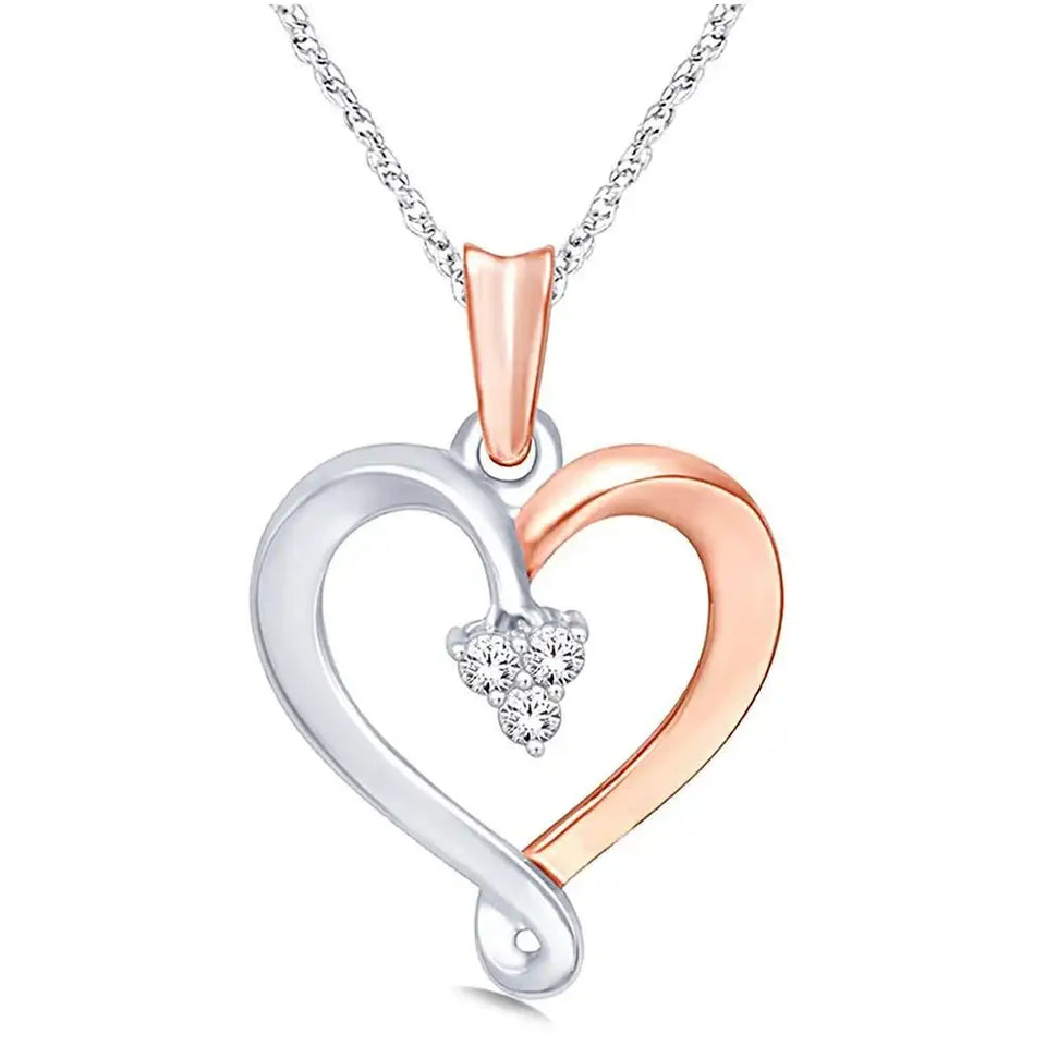 10K Two Tone Gold 1/20 Ct.Tw. Diamond Heart Pendant - Larson Jewelers