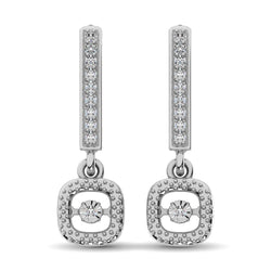 Sterling Silver 1/20 Ct.Tw. Moving Diamond Danglers Earrings - Larson Jewelers