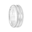 14k White Gold Wedding Band Flat Ridged Center Design Polished Finish with Rope Milgrain Edges- 7 mm - Larson Jewelers