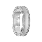 14k White Gold Wedding Band Concave Satin Brushed Finish with Milgrain Rolled Edges by Artcarved - 6mm - Larson Jewelers