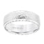 14k White Gold Wedding Band Domed Hammered Finish Center with Rope Edges - 7 mm - Larson Jewelers