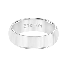 CADMAN Domed White Tungsten Wedding Band with Polished Finish by Triton Rings - 7mm - Larson Jewelers