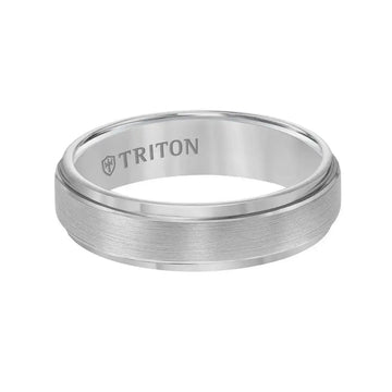 ELIAS Raised Brush Finished Center Tungsten Carbide Comfort Fit Band with Polished Step Edges by Triton Rings - 6 mm - Larson Jewelers