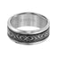 KIRBY Beveled Tungsten Carbide Ring with Dual Offset Grooves and Laser Engraved Celtic Pattern Black Tungsten Center by Triton Rings - 9 mm - Larson Jewelers