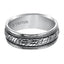 LUCA Sterling Silver Comfort Fit Wedding Band with Woven Center, Offset Milgrains, and Black Oxidation Finish by Triton Rings -8mm - Larson Jewelers