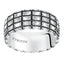 ADON Flat Extra Wide Sterling Silver Comfort Fit Wedding Band with Wide Woven Pattern and Black Oxidation Finish by Triton Rings - 10 mm - Larson Jewelers