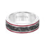Beveled Tungsten Wedding Band with Carbon Fiber Inlay & Red Dual Grooves by Triton Rings - 8mm - Larson Jewelers