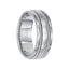 ESSEX 14k White Gold Wedding Band Hammered Finish Center with Rope Design Rolled Edges by Artcarved - 7.5 mm - Larson Jewelers