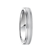 PERFECTION 14k White Gold Wedding Band Flat Brushed Finish with Dual Milgrain Rolled Edges by Artcarved - 4mm, 5.5mm, & 7.5mm - Larson Jewelers