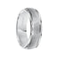 14k White Gold Wedding Band Crystalline Domed Finish Center with Dual Ridge Accents Flat Edges- 7.5 mm - Larson Jewelers