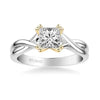 Solitude Contemporary Solitaire Twist Diamond Engagement Ring in 14K White Gold & 14K Yellow Gold