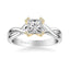 Solitude Contemporary Solitaire Twist Diamond Engagement Ring in 14K White Gold & 14K Yellow Gold