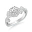 Thalia Contemporary Round Halo Floral Diamond Engagement Ring in Platinum