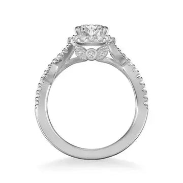 Thalia Contemporary Round Halo Floral Diamond Engagement Ring in Platinum - Larson Jewelers