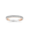Keira Contemporary Diamond And Rope Wedding Band in 14K White Gold with Rose Inside
