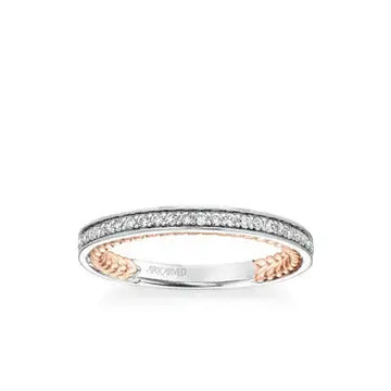 Keira Contemporary Diamond And Rope Wedding Band in 14K White Gold with Rose Inside - Larson Jewelers