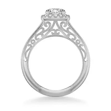 Audriana Vintage Halo Heritage Collection Diamond Engagement Ring in 18k White Gold - Larson Jewelers
