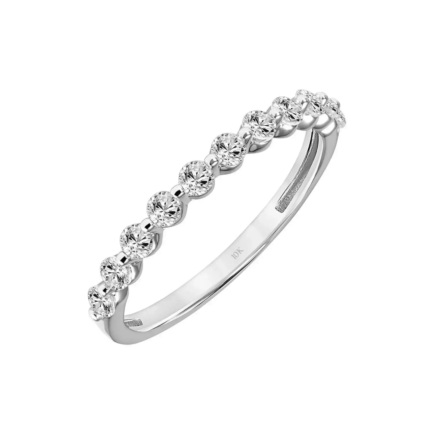 2.2mm Lab Grown White Sapphire Wedding Band in 10k White Gold - Larson Jewelers