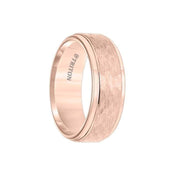 MUNDI Rose Tungsten Carbide Step Edge Comfort Fit Band with Center Hammered Texture by Triton Rings - 8mm - Larson Jewelers