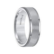 PAUL flat tungsten carbide wedding band by Triton with satin center and polished round edges, 7mm width