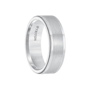 MATTHEW Flat White Tungsten Carbide Round Edge Comfort Fit Band with Satin Center Finish by Triton Rings - 7mm - Larson Jewelers