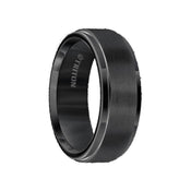 MURPHY Black Tungsten Carbide Step Edge Comfort Fit Band with Satin Center Finish by Triton Rings - 8mm - Larson Jewelers