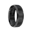 Black Triton men’s tungsten carbide ring with raised satin-finished center and polished step edges, 8mm width, shown at an angle