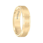 GUILDER Polish Finished Beveled Edge Yellow Gold Plated Tungsten Carbide Ring with Satin Finished Center by Triton Rings - 6mm - Larson Jewelers