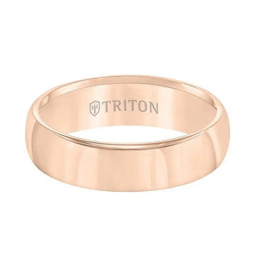 WHITNEY Domed Rose Tungsten Carbide Comfort Fit Band with Bright Polish by Triton Rings - 6mm - Larson Jewelers