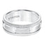 White Tungsten Satin Finished Coin Edge Wedding Band with Grooved Brick Style Center by Triton Rings - 8mm - Larson Jewelers