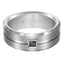 Sherman Beveled Grooved Brushed Finish White Tungsten Ring Black Diamond Square Bezel by Triton Rings - 9mm - Larson Jewelers