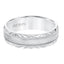 14k White Gold Wedding Band Wire Brushed Finish Center with Milgrain Accents Beveled Edges- 6.5 mm - Larson Jewelers