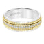 14k Two Toned White & Yellow Gold Wedding Band Dual Rope Diamond Inlay Polished Finish Flat Edges - 7 mm - Larson Jewelers