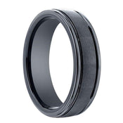 PARMA Benchmark Slightly Domed Satin Center Black Ceramic Ring - 6mm & 8mm - Larson Jewelers