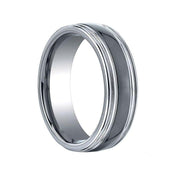 OPUS Benchmark Domed Grooved Tungsten Carbide Ring with Black Ceramic Inlay - 7 mm - Larson Jewelers